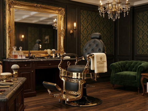 Bí Mật Đằng Sau Những Chiếc Ghế Cắt Tóc Nam Màu Gold Sang Trọng